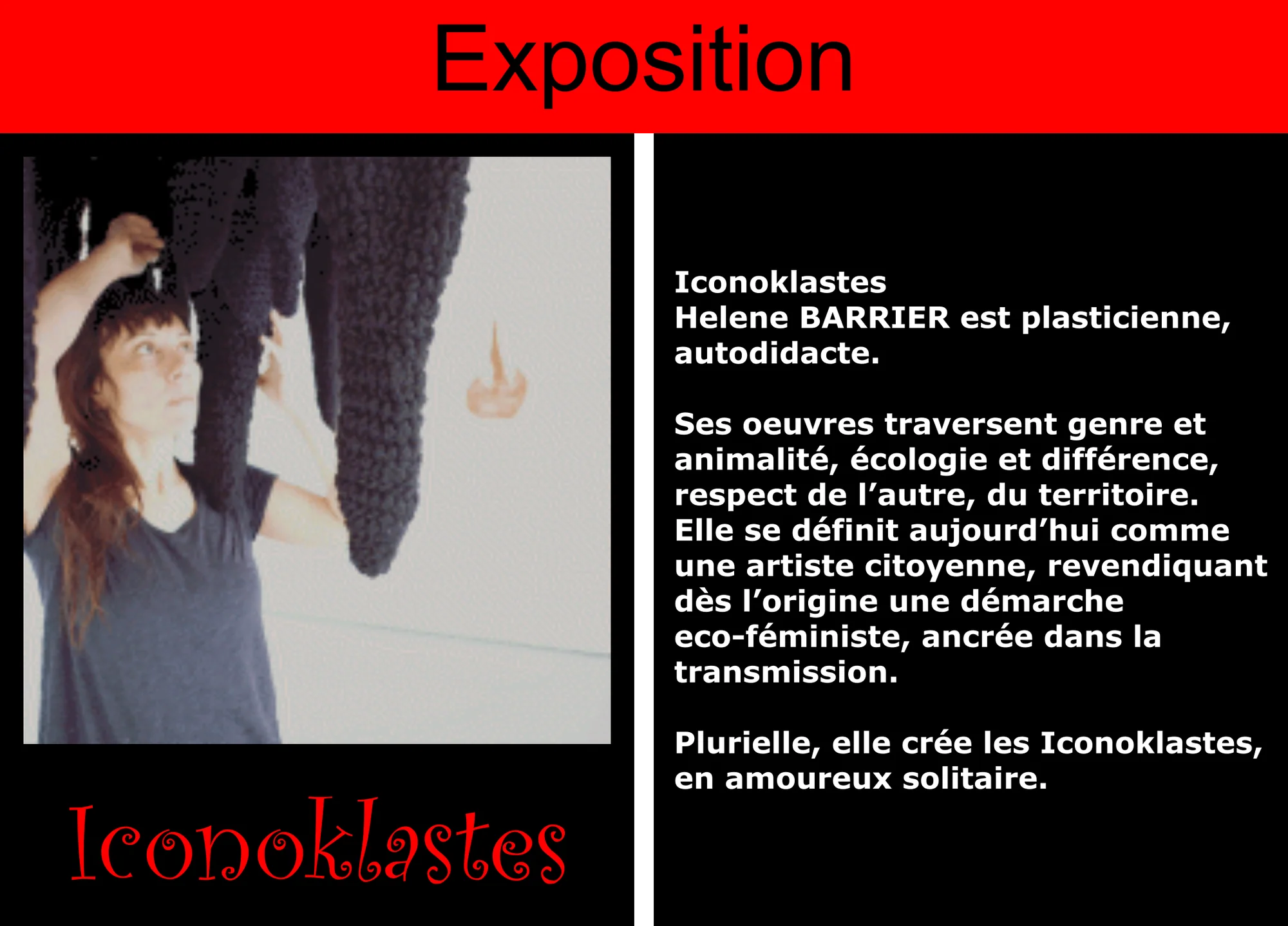 Présentation de l’exposition Iconoklastes d’Hélène Barrier